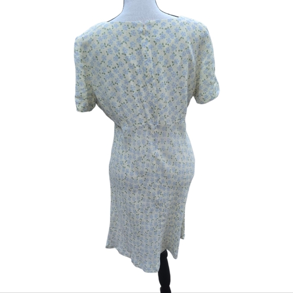 Donna Ricco 90s Y2K Floral Butter Yellow Cottagecore Mini Dress M - Picture 4 of 11